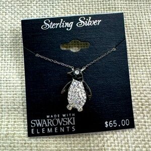 Sterling Silver Swarovski Penguin Necklace